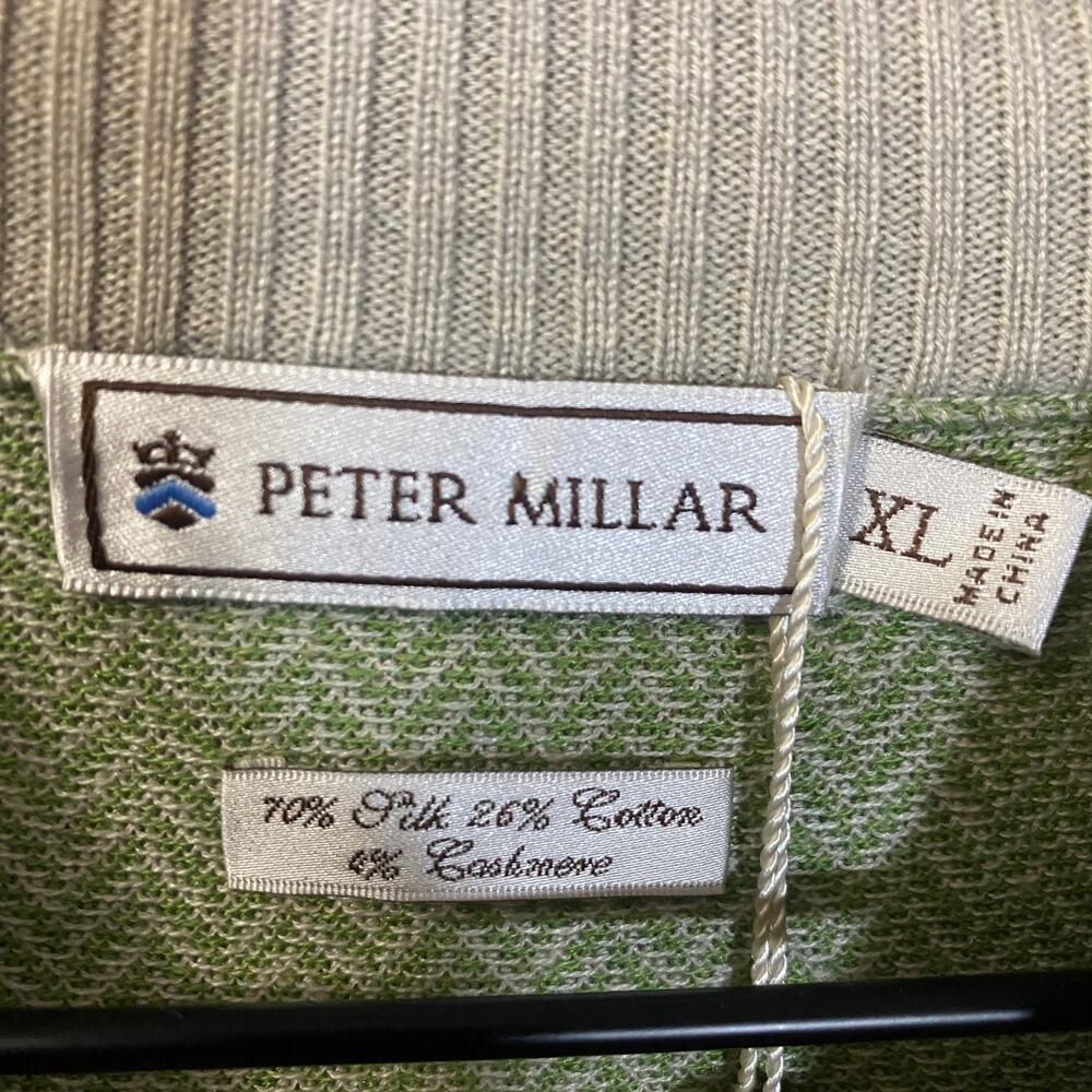 Peter Millar NWT Green Chevron Silk Cotton Cashmere Blend Vest Sz XL 1/4 Zip - Picture 5 of 11